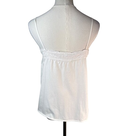 ZARA Home Medium White Lace Trim Cotton Camisole Tank - Picture 2 of 14